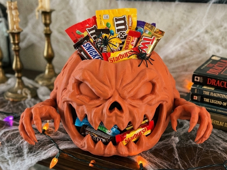 Scary Pumpkin Monster Candy Bowl — Halloween