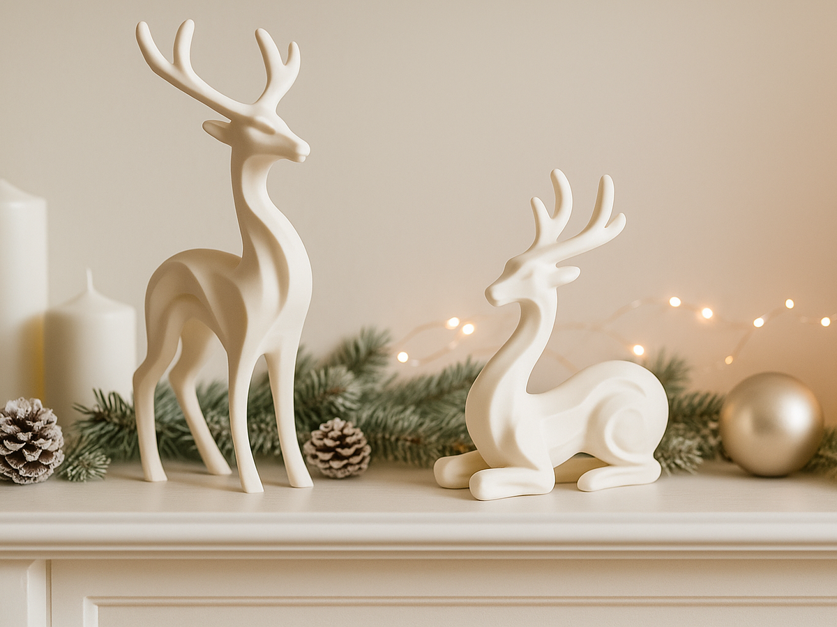 Minimalist Reindeer Pair Modern Mantle Decor