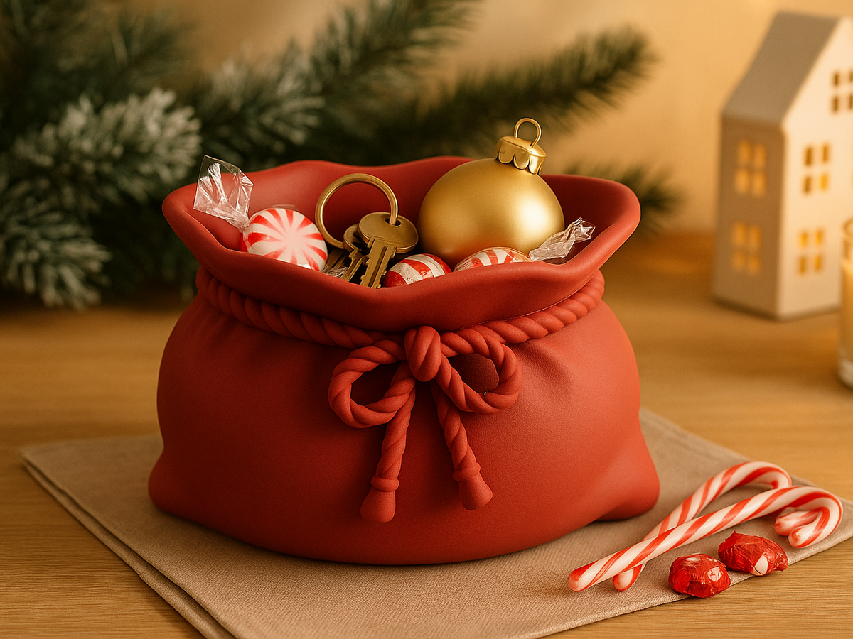 Cozy Christmas Candy Sack Holiday Catch-All Bowl