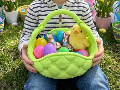 Tufted Easter Basket with Handle - Spring Decor