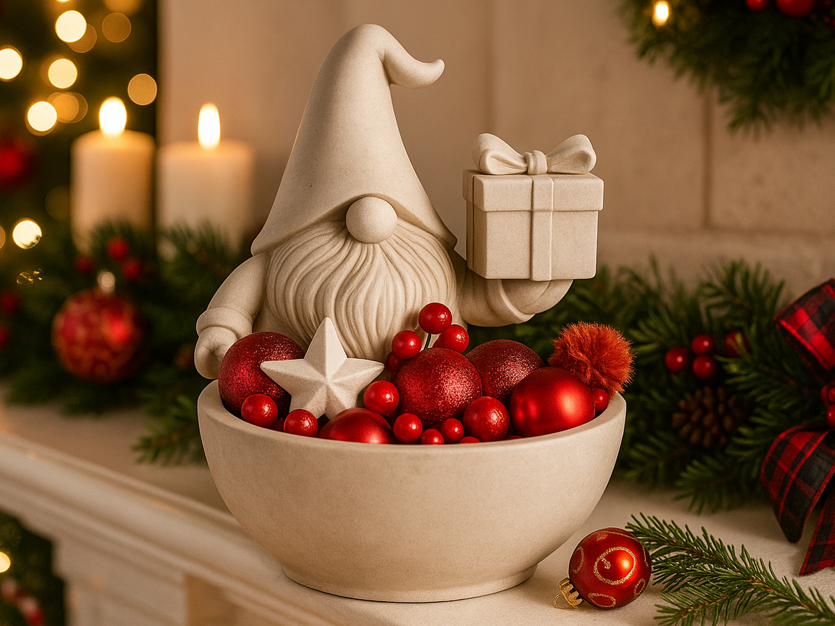 Christmas Gnome Bowl — Holiday Treat Holder