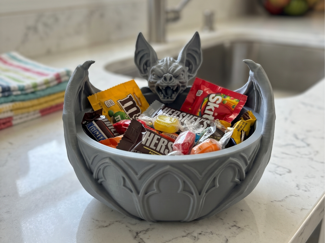 Gothic Bat Candy Bowl — Halloween Spooky Decor