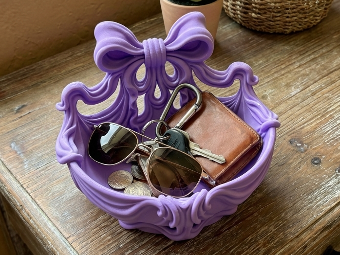 Coquette Bow Catchall Tray - Elegant Ribbon Bowl