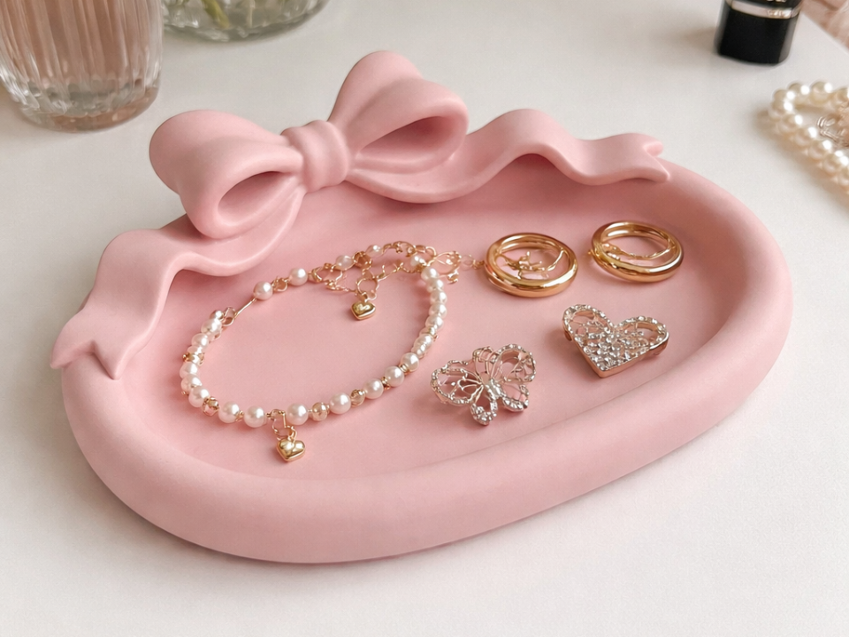 Coquette Bow Jewelry Catchall Vanity Tray