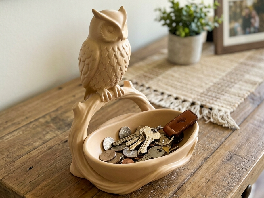 Owl Entryway Catchall Bowl Key Holder Tray Decor
