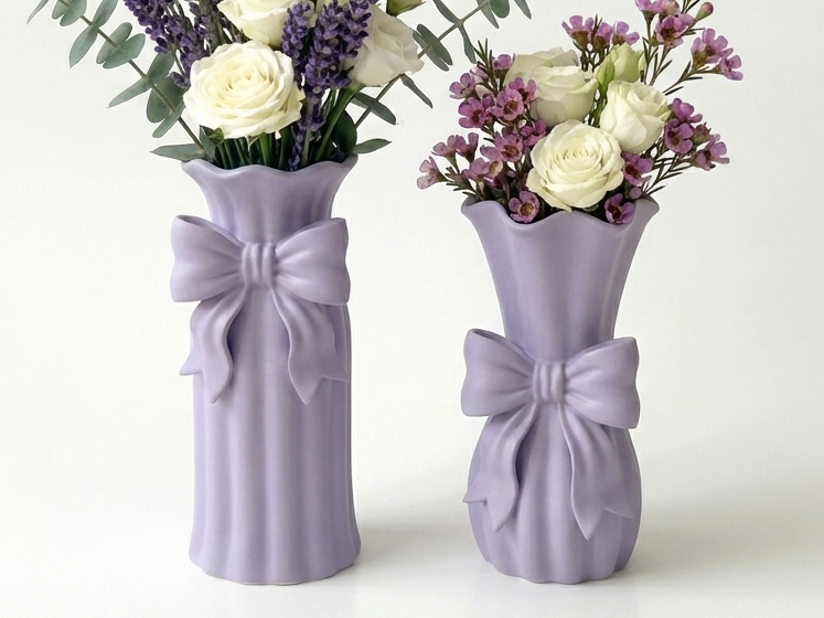 Coquette Ribbon Bow Vase Set | Modern Floral Decor