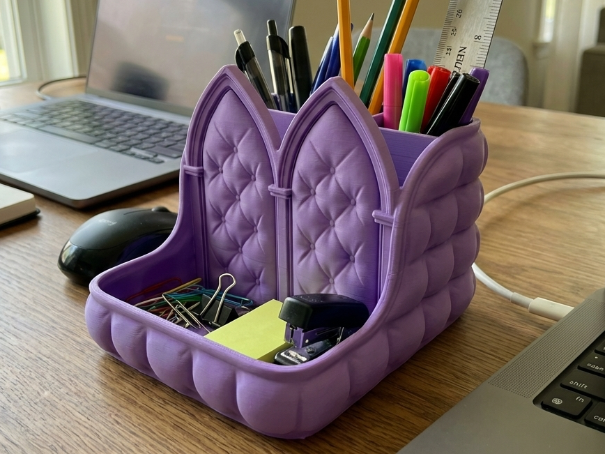 Gothic Tufted Cathedral Desk Organizer & Caddy