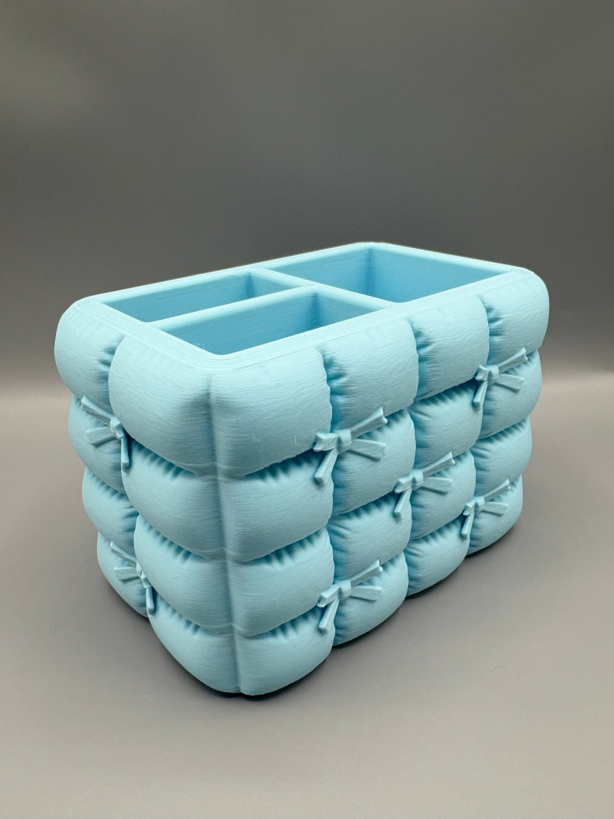 Aesthetic Quilted Bow Makeup Organizer Brush Hold