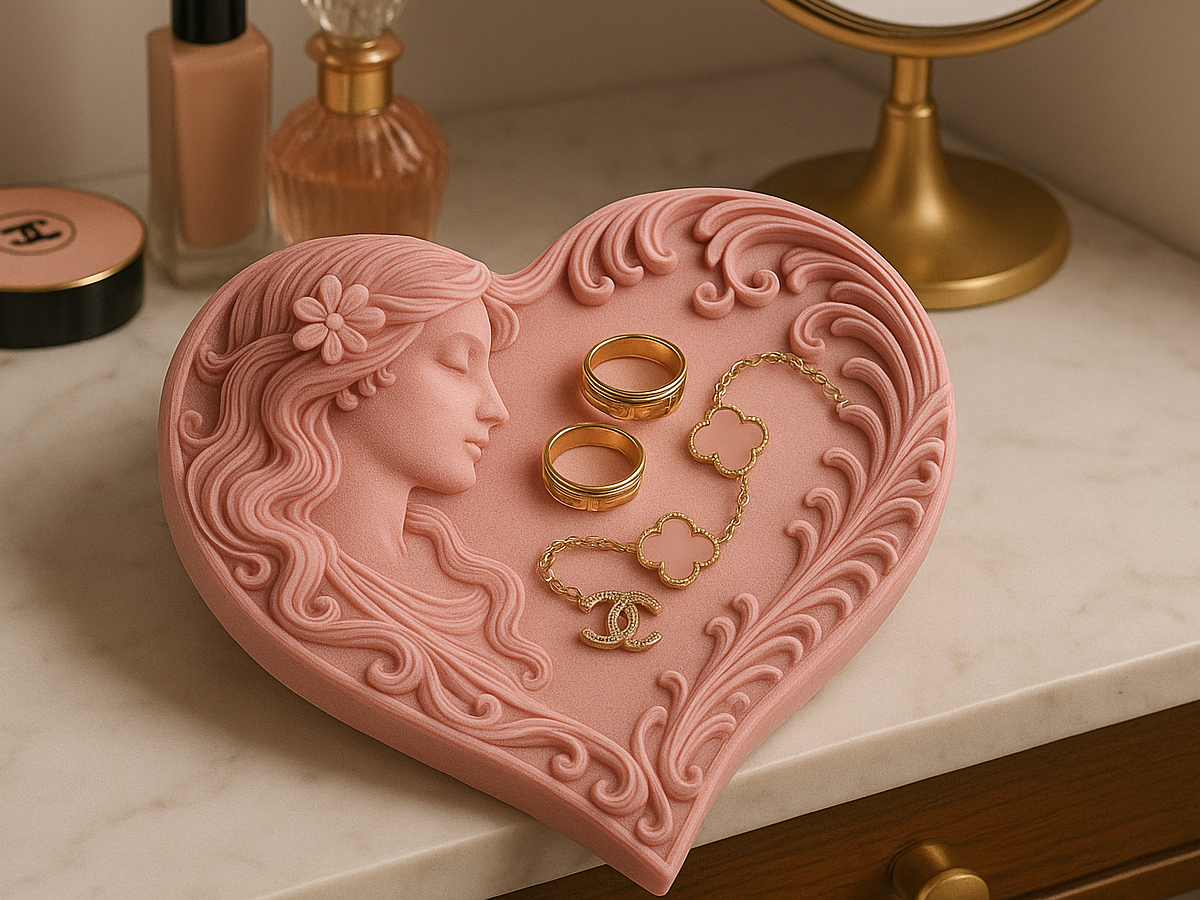 Art Nouveau Heart Jewelry Tray
