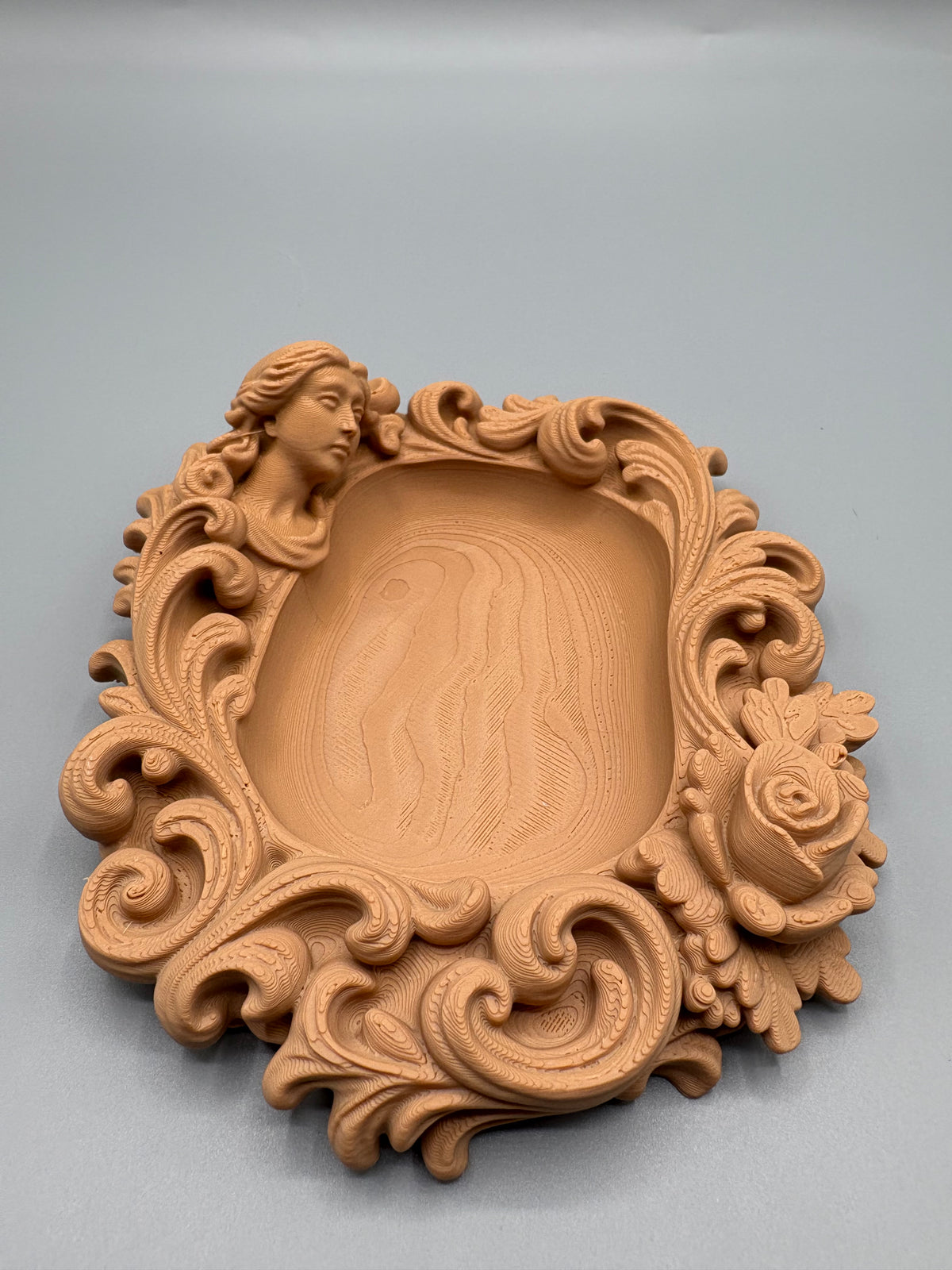 Baroque Ornate Woman & Rose Catchall Tray