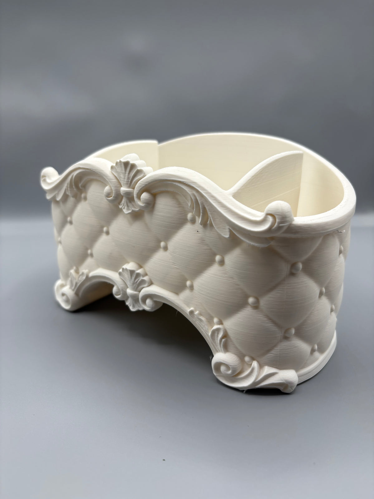 Baroque Tufted Desk Organizer & Stationery Caddy