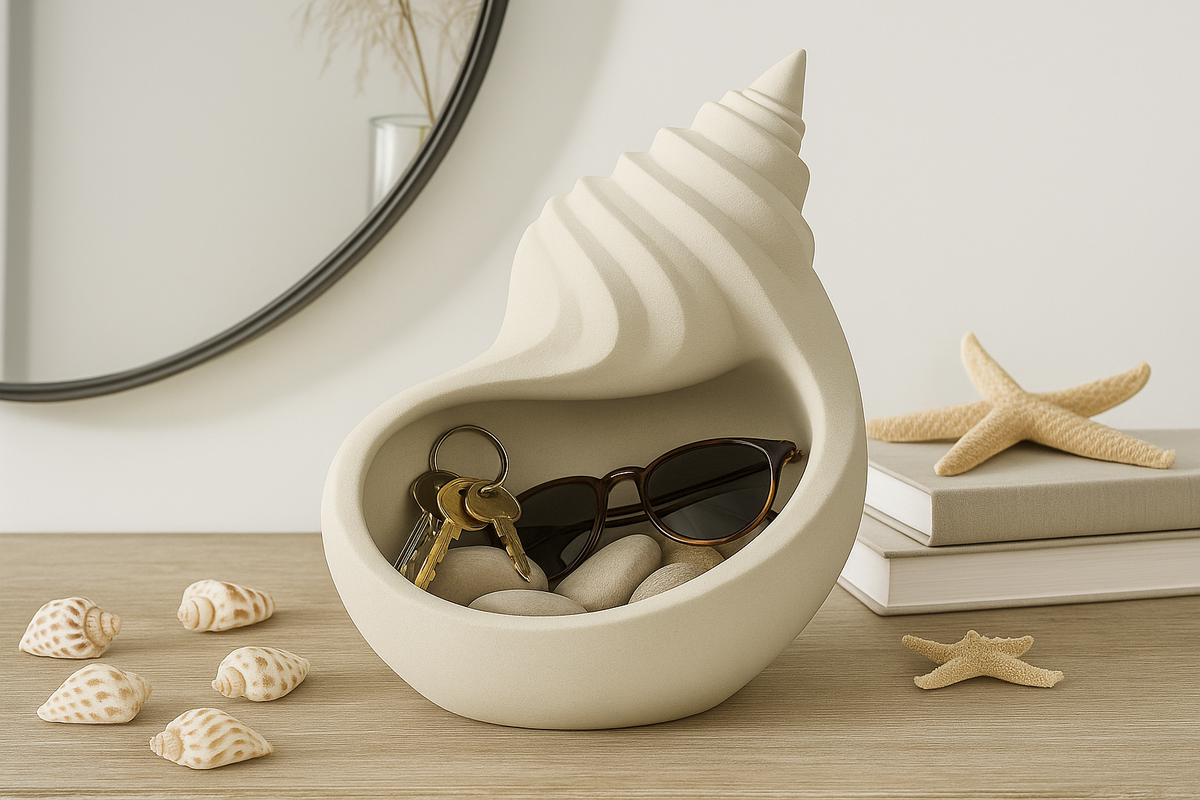 Coastal Seashell Catch-All Tray Key Bowl