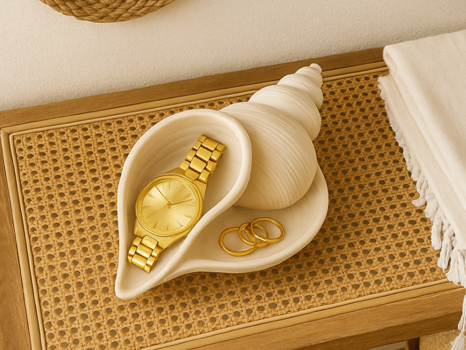 Coastal Seashell Entryway Jewelry Tray Holder