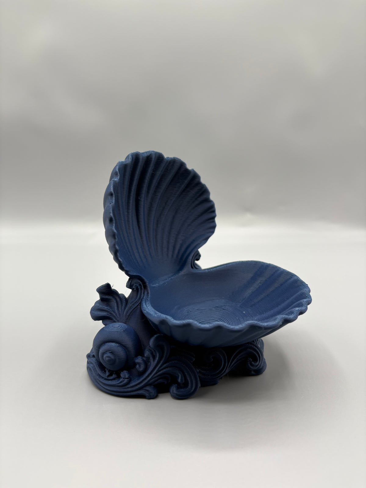 Coastal Seashell Jewelry Dish with Ornate Base