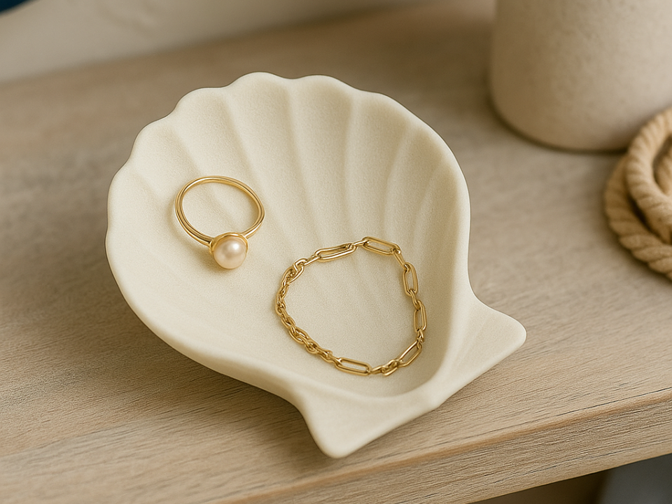 Coastal Shell Jewelry Tray Dish for Rings Bracelet