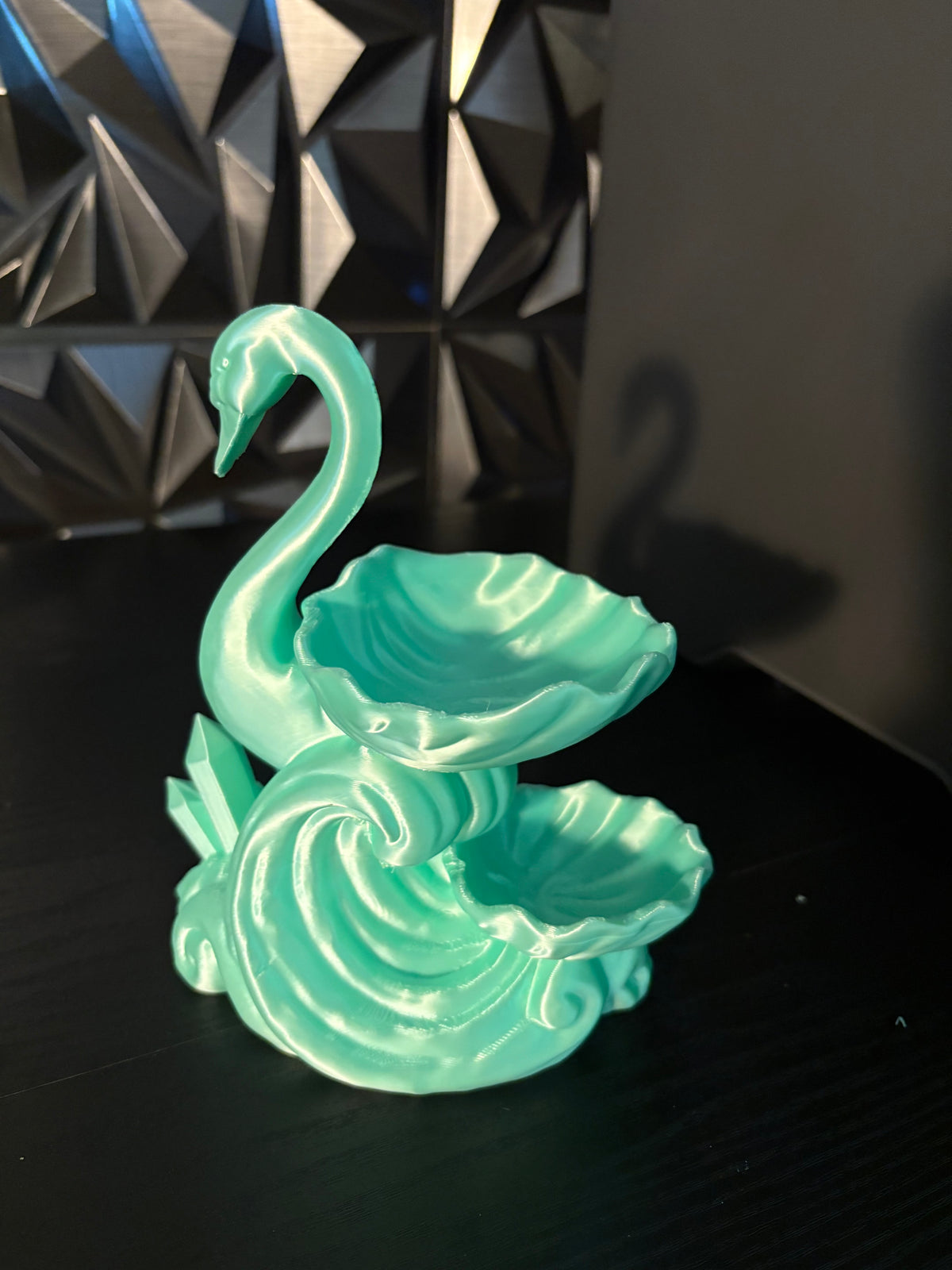 Coastal Swan Shell Tiered Jewelry Tray Organizer