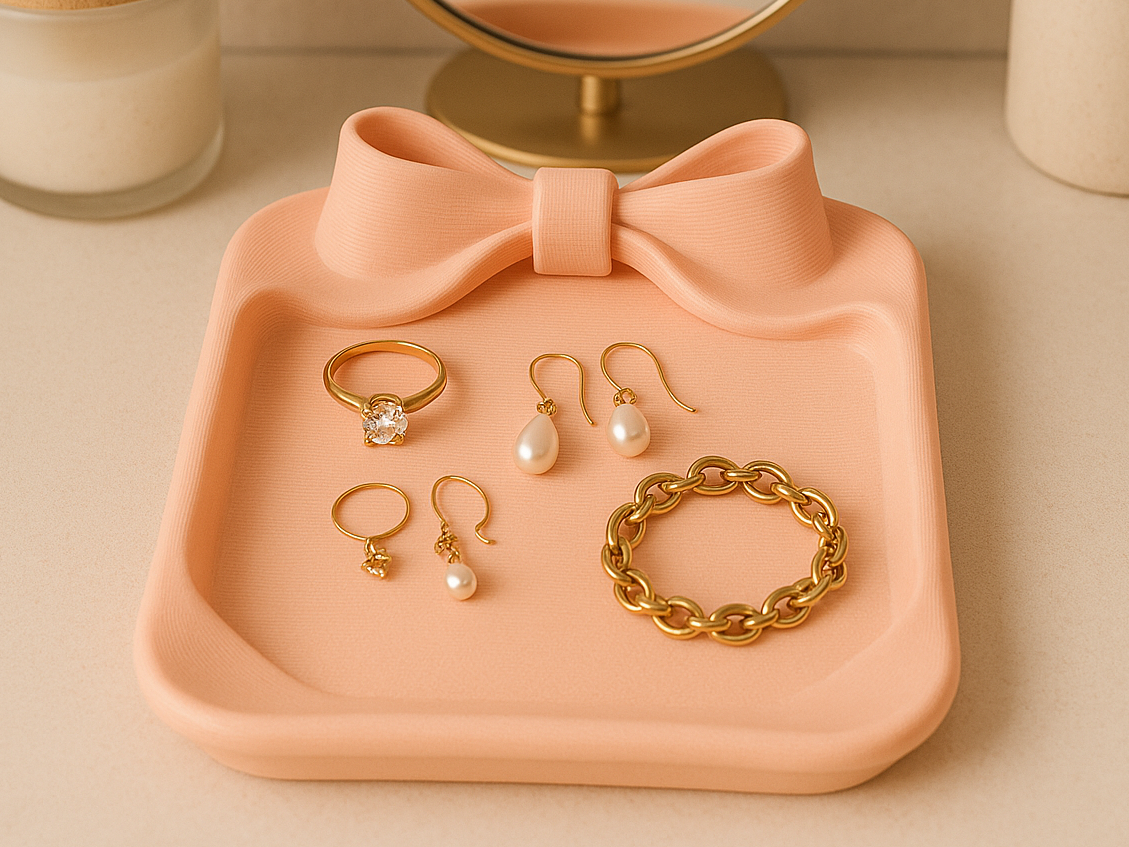 Coquette Bow Catch-All Tray Elegant Jewelry Dish
