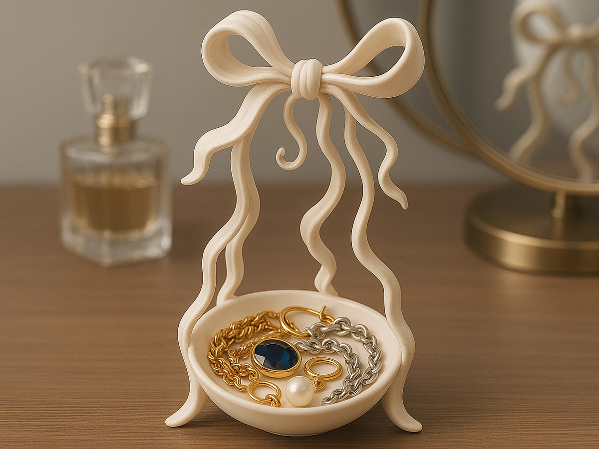 Coquette Bow Jewelry Holder Elegant Catchall Dish