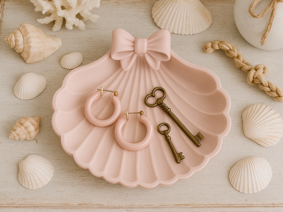Coquette Seashell Bow Jewelry & Key Tray