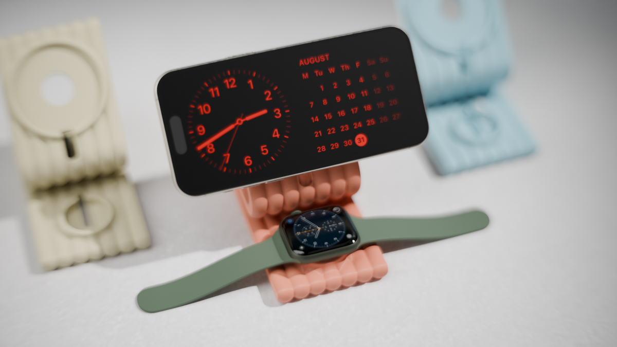 Dual Phone and Smartwatch MagSafe-Compatible Charger Stand
