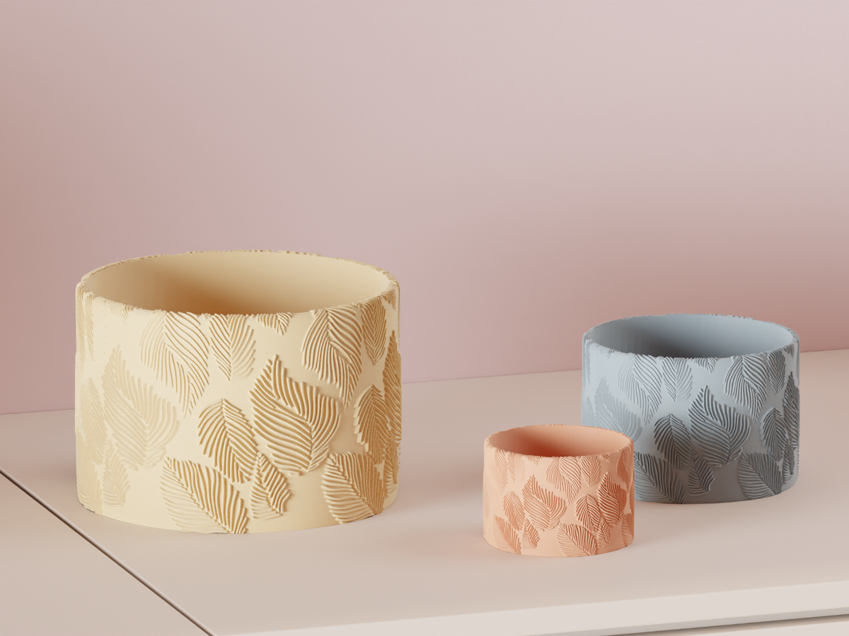 Elegant Leaf Pattern Plant Pot – Small size