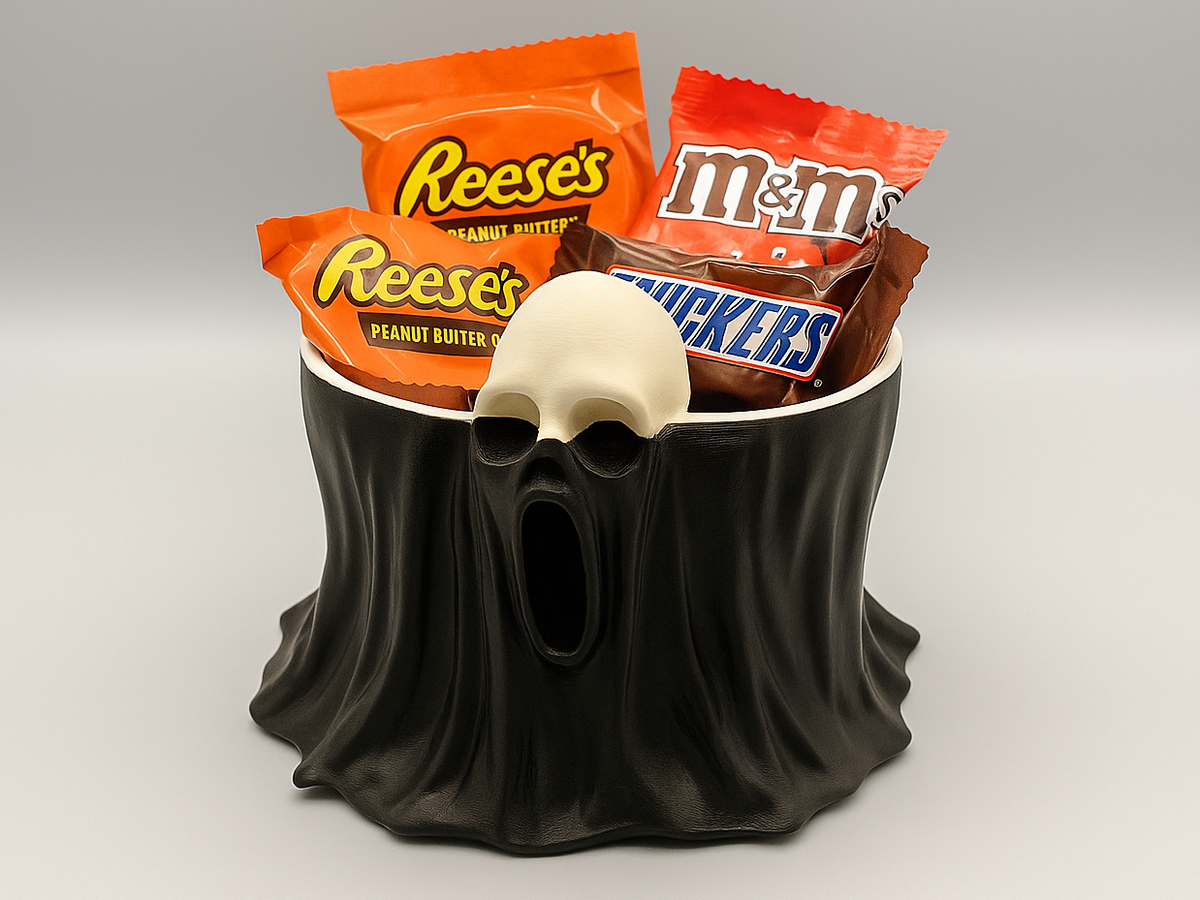 Ghost Face Halloween Candy Bowl Spooky Treat Hold