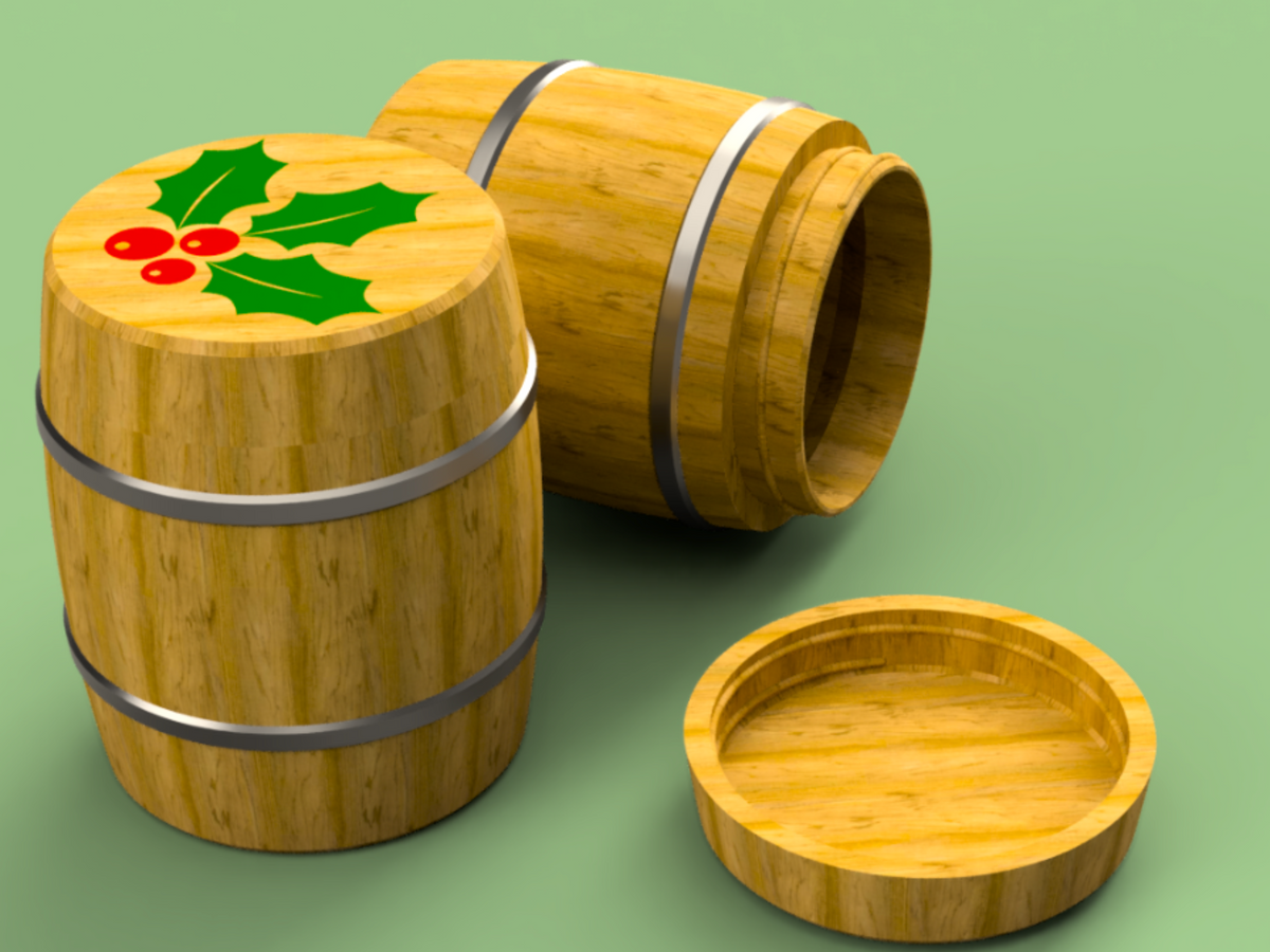 Holly Barrel Holiday Container