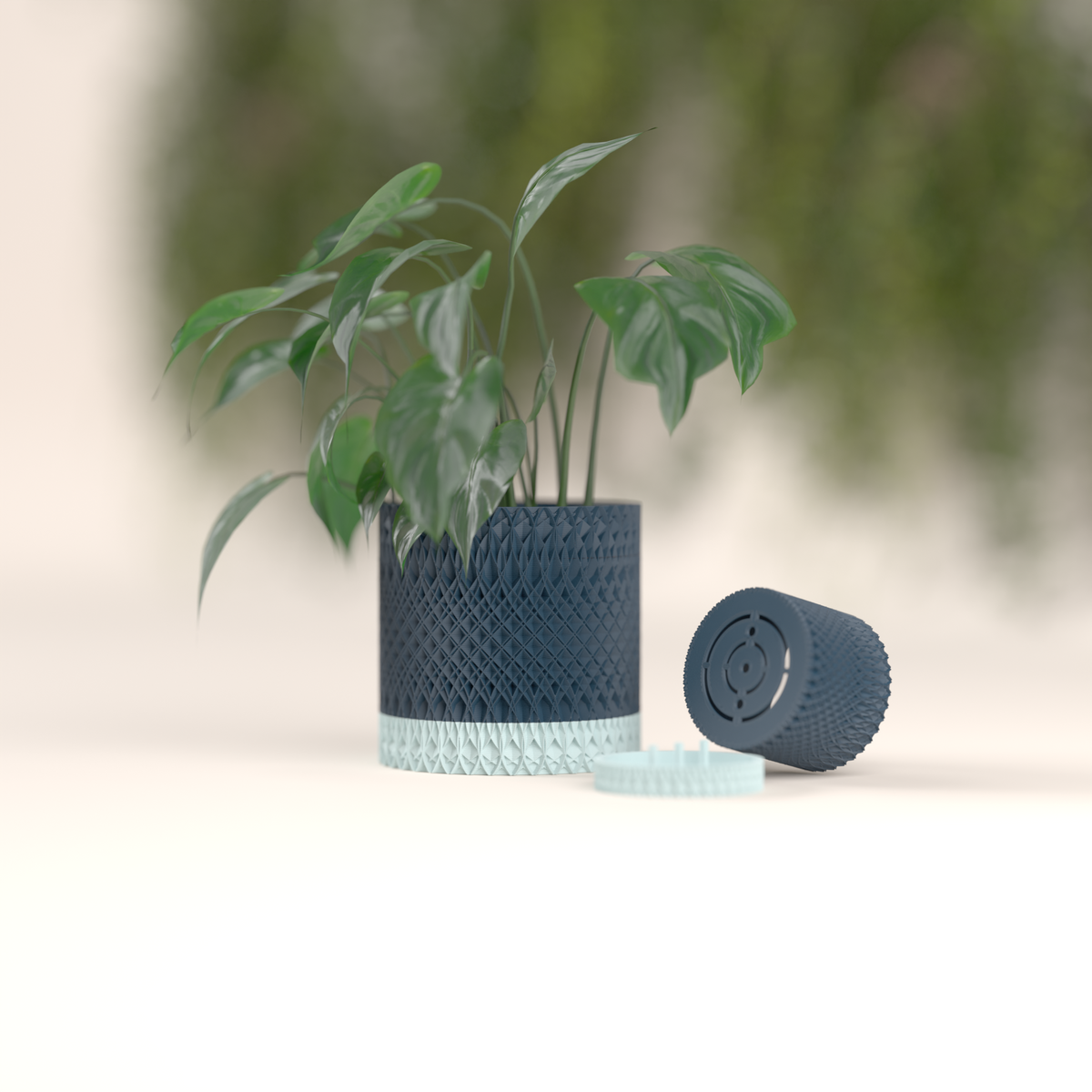 Intricate Design Planter with Integrated Drip Tray