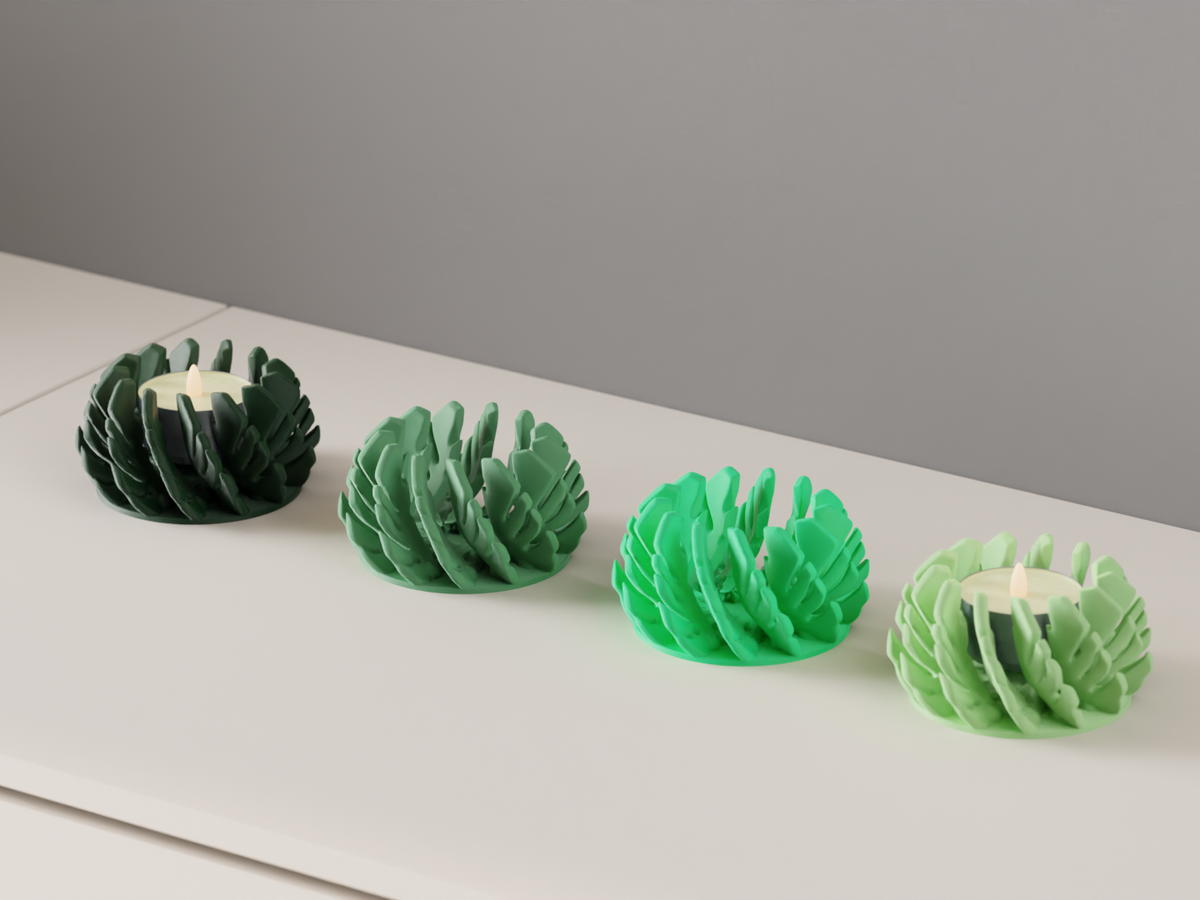 LED Candle Holder Cute Monstera Tealight Stand
