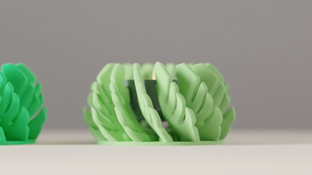 LED Candle Holder Cute Monstera Tealight Stand