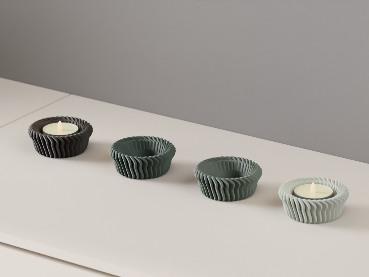 LED Candle Holder Intricate Finned Tealight Stand