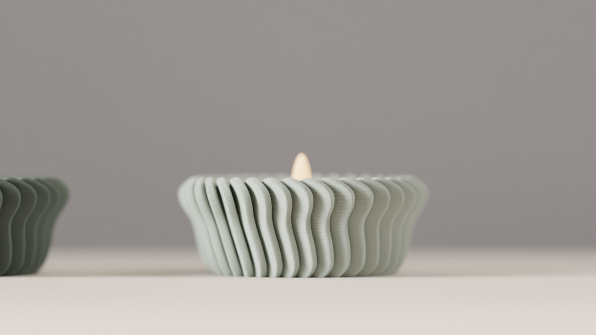 LED Candle Holder Intricate Finned Tealight Stand