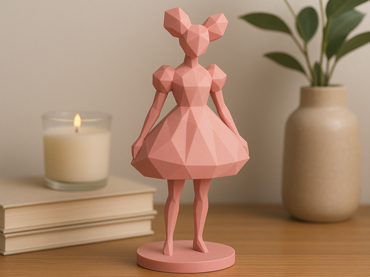 LOW-POLY PINK COUTURE FIGURINE SCULPTURE