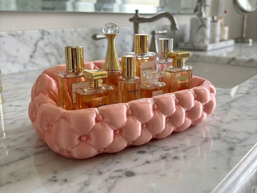 Luxury Tufted Vanity Tray Perfume Organizer