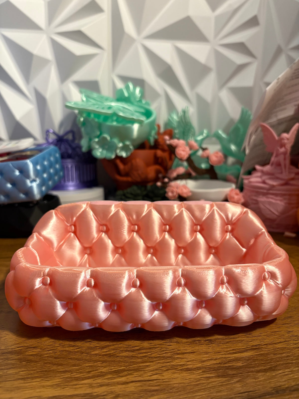 Luxury Tufted Vanity Tray Perfume Organizer