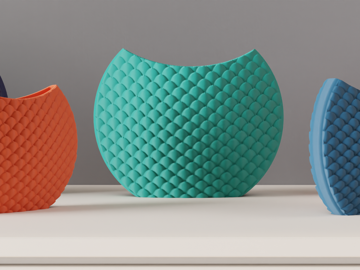 Modern Circular Vase Dragon Scale Pattern Vase – Small size