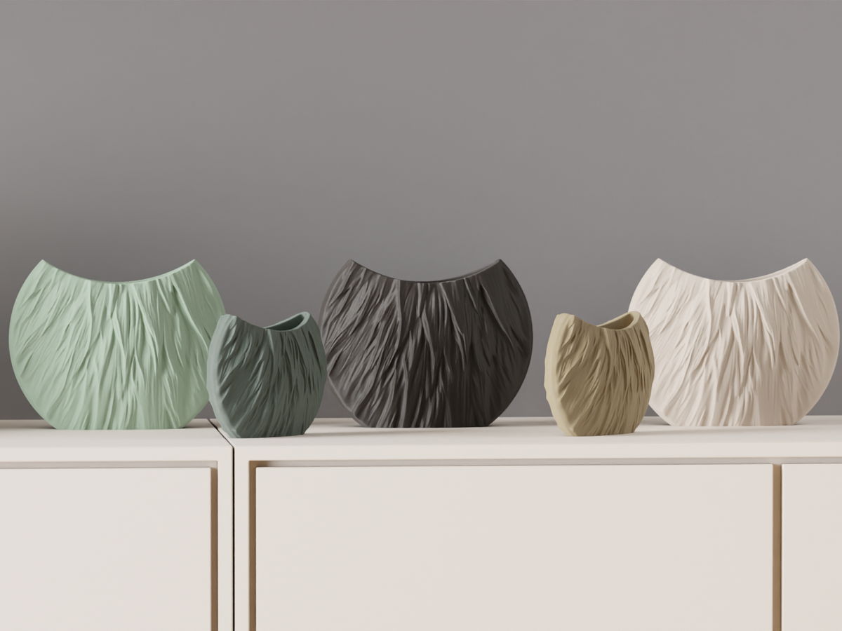 Modern Circular Vase Fur Style Texture Vase – Large size
