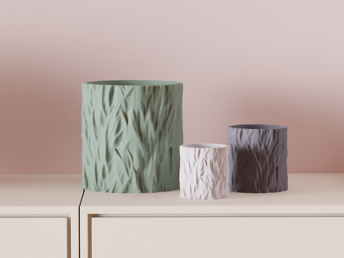 Modern Plant Pot Fur Style Textured Planter