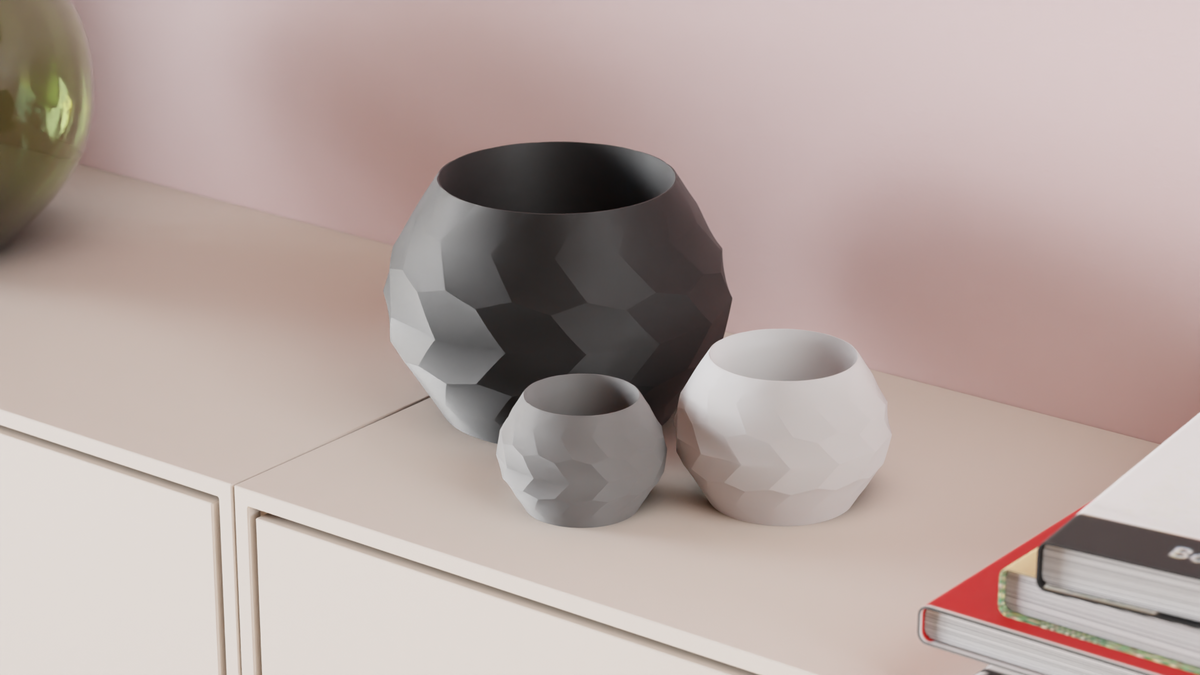 Modern Plant Pot Stone Look Faceted Planter