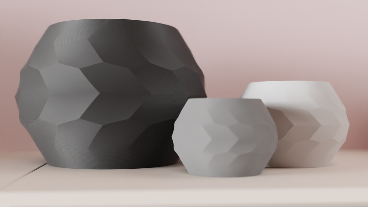 Modern Plant Pot Stone Look Faceted Planter