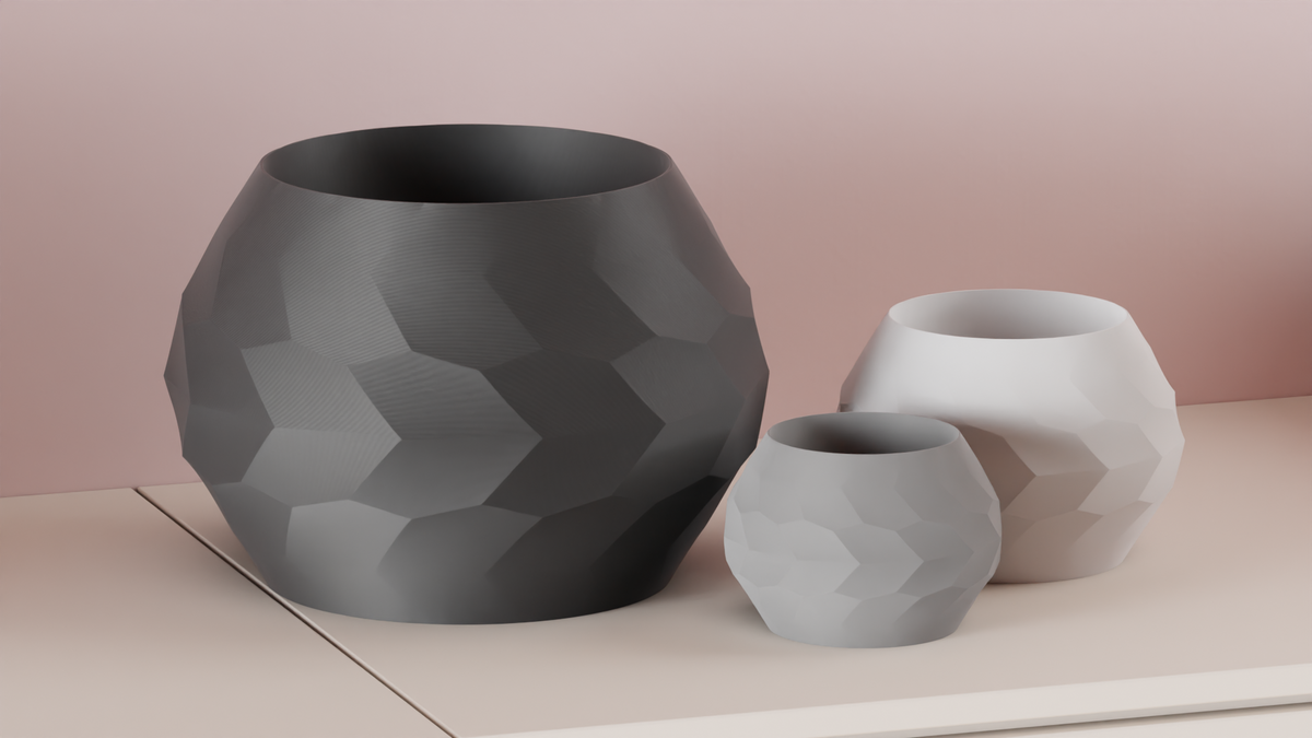 Modern Plant Pot Stone Look Faceted Planter – Standard size