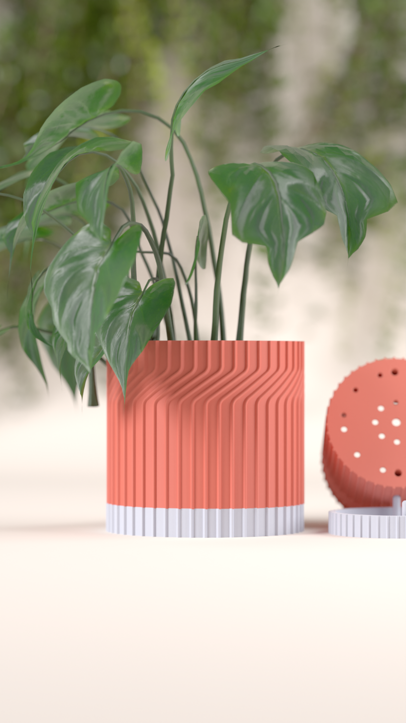 Modern Plant Pot with Drip Tray Drainage