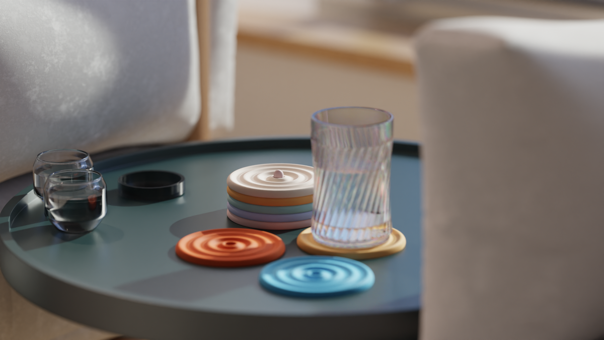Modern Ripple Coaster Set with Stand