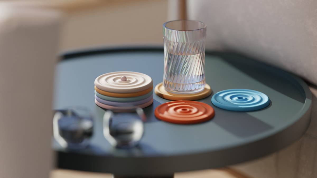 Modern Ripple Coaster Set with Stand