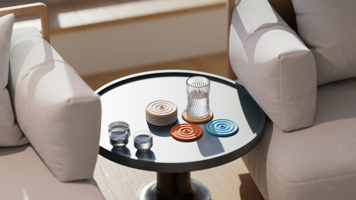 Modern Ripple Coaster Set with Stand