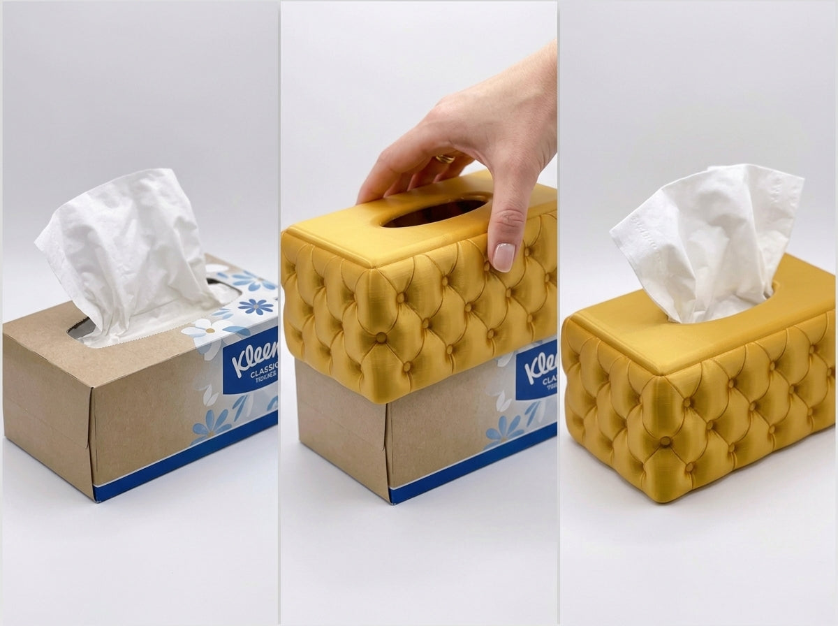 Modern Tufted Tissue Box Cover Square Rectangular