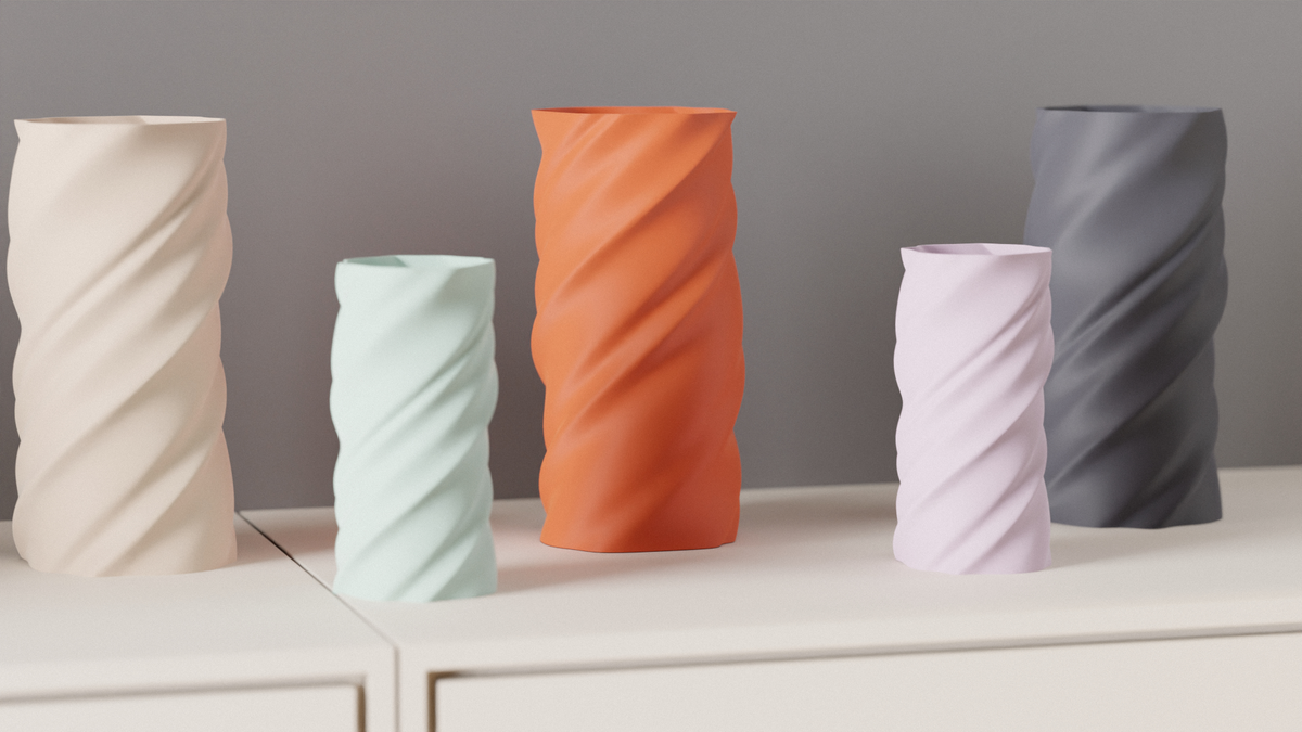 Modern Vase Coiled Clay Look Spiral Vase