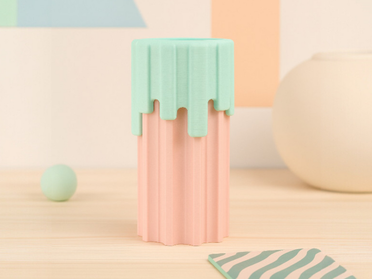 Modern Vase Drippy Style Two Part Vase