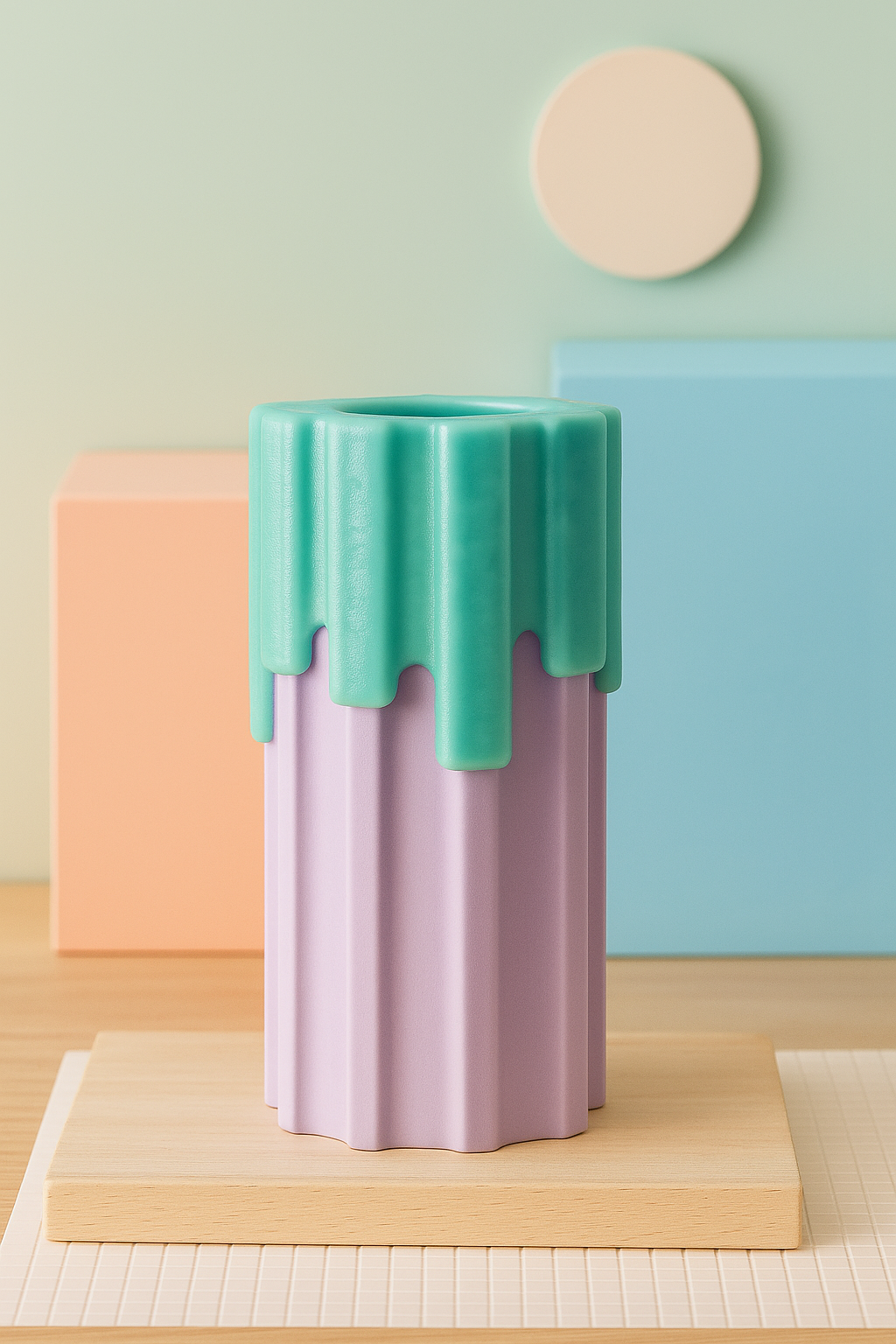 Modern Vase Drippy Style Two Part Vase
