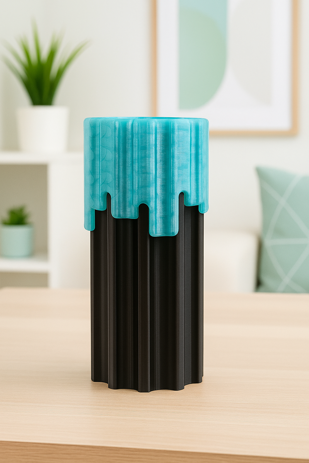 Modern Vase Drippy Style Two Part Vase